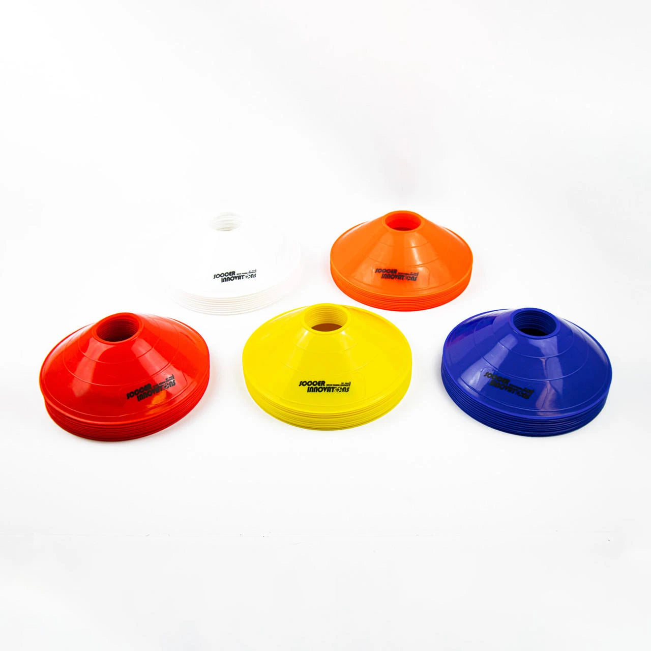 Soccer Innovations 8" Multi Color Disc Cones With Cone Rack (Set Of 50)
