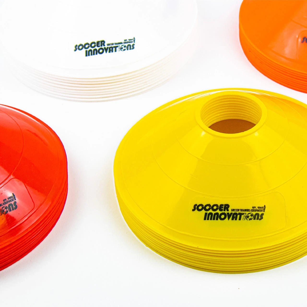 Soccer Innovations 8" Multi Color Disc Cones With Cone Rack (Set Of 50)