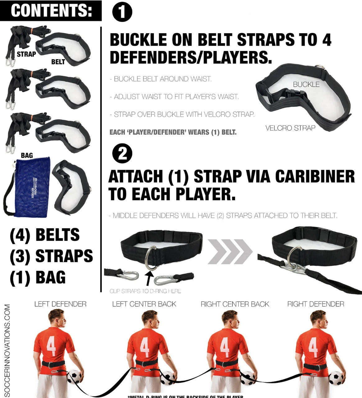 Soccer Innovations Flat Back 4 Belt Pro Model