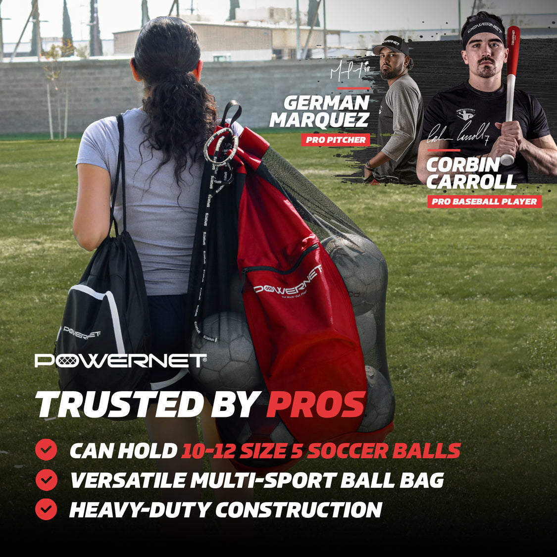 Powernet Soccer Ball Large Bag | Mesh Bag Storage Sack