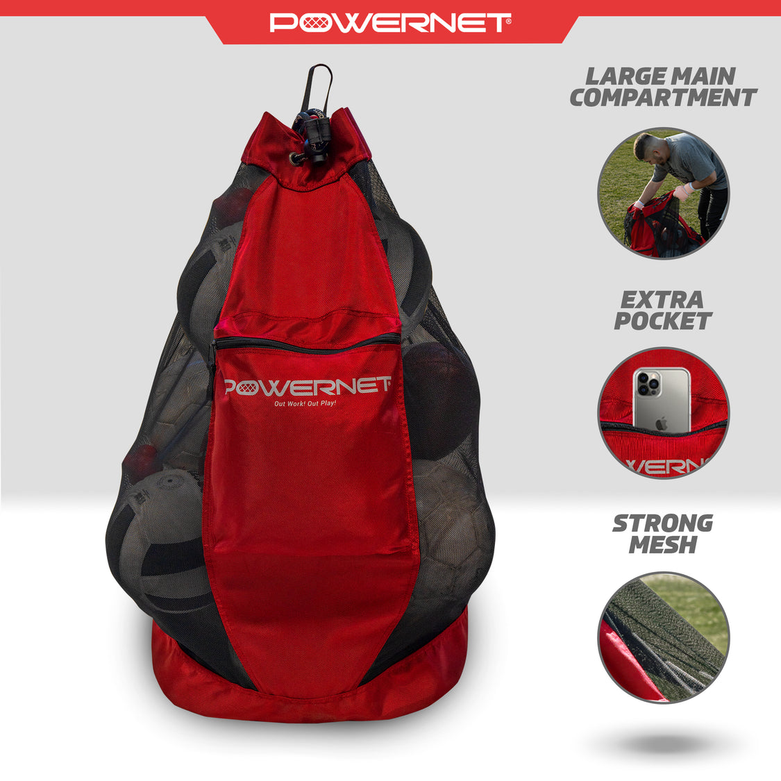 Powernet Soccer Ball Large Bag | Mesh Bag Storage Sack