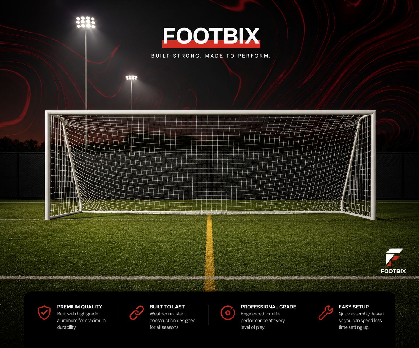 PEVO Channel Series Full Size Soccer Goal - 8 x 24