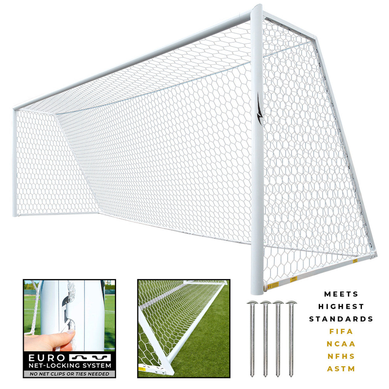 AGORA 4" Euro Pro Regulation Soccer Goal - 8'x24'