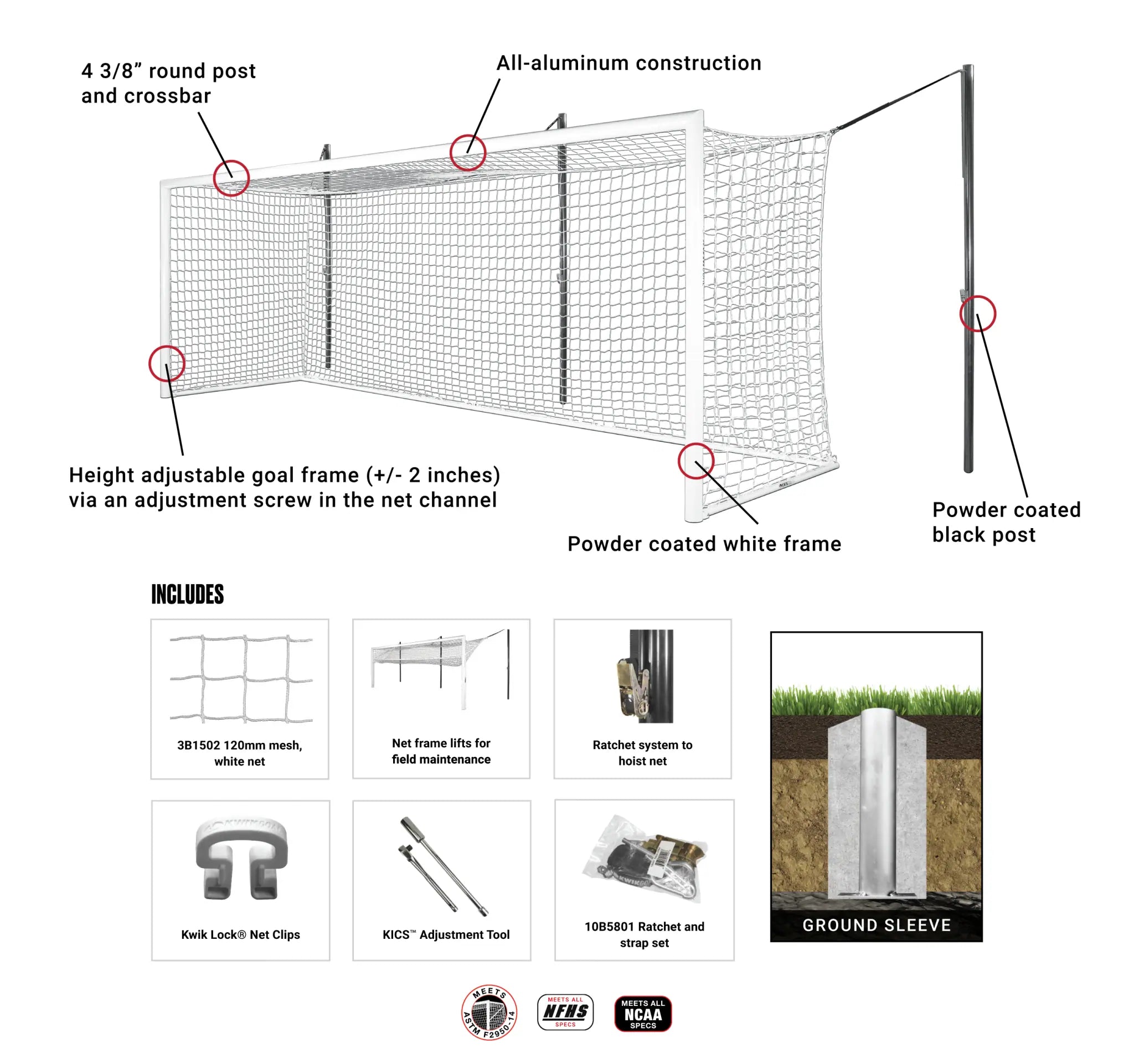 Kwik Goal Pro Premier World Competition Goal – Height Adjustable