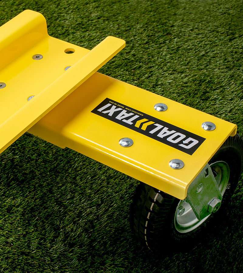 Goal Taxi aluminum sports equipment mover with 8-inch swivel wheels for team training and practice