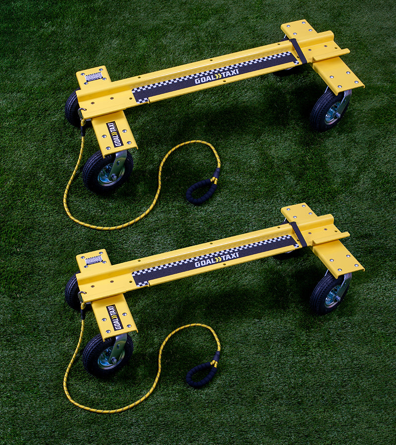 Goal Taxi aluminum sports equipment mover with 8-inch swivel wheels for team training and practice