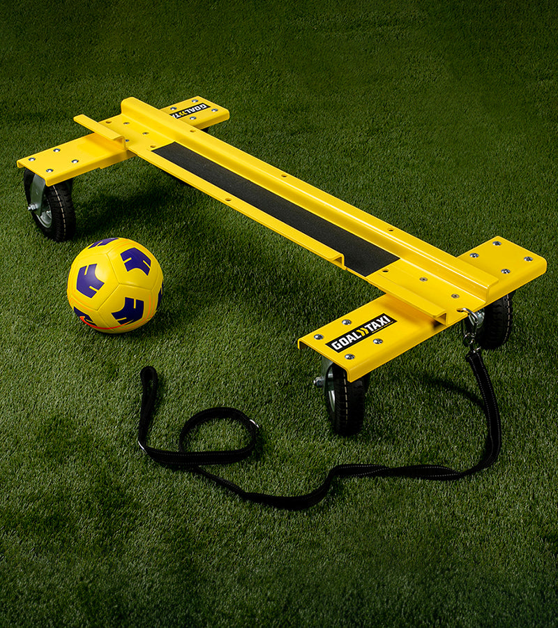 Goal Taxi aluminum sports equipment mover with 8-inch swivel wheels for team training and practice