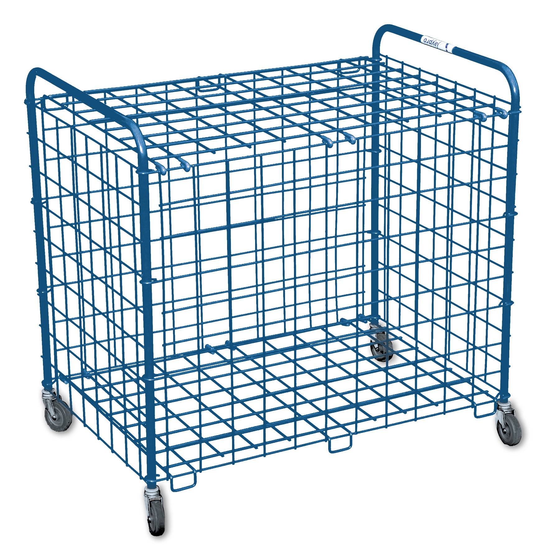 Royal blue ToteMaster ball cart holds 30 balls with lockable hinged top