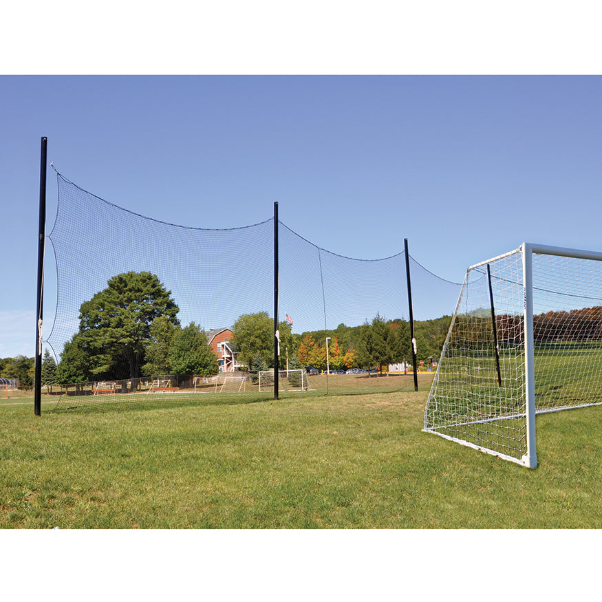 Heavy-duty FieldPro net system with pulley for raising and lowering black nylon