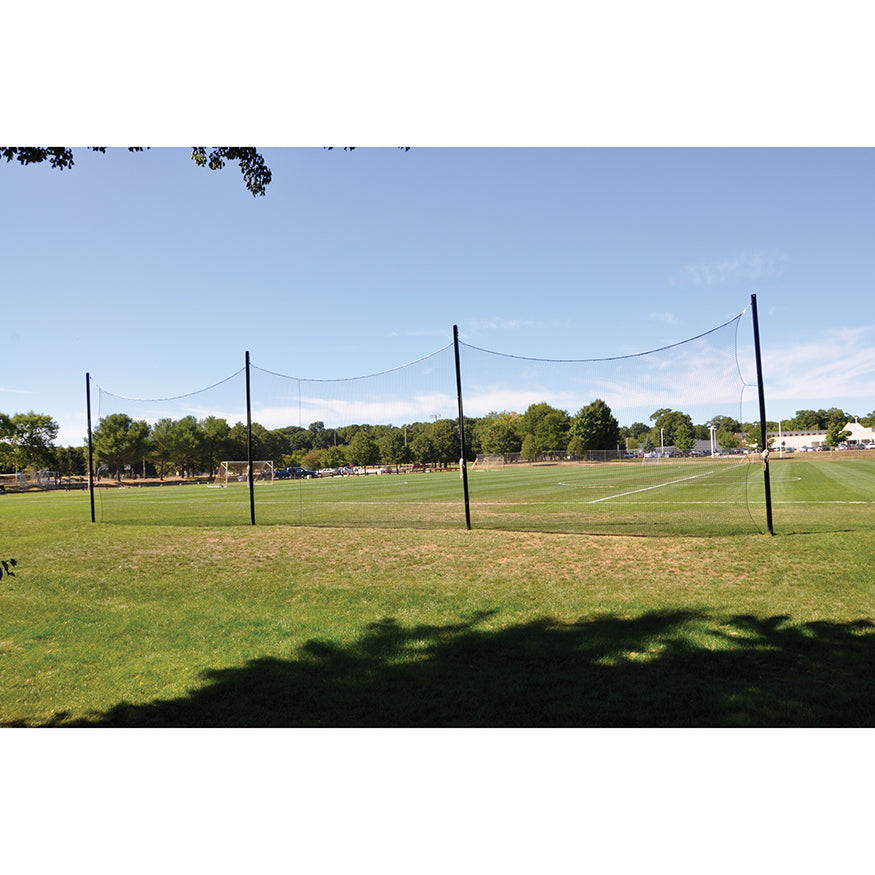 Soccer field safety system with FieldPro net and aluminum uprights installed
