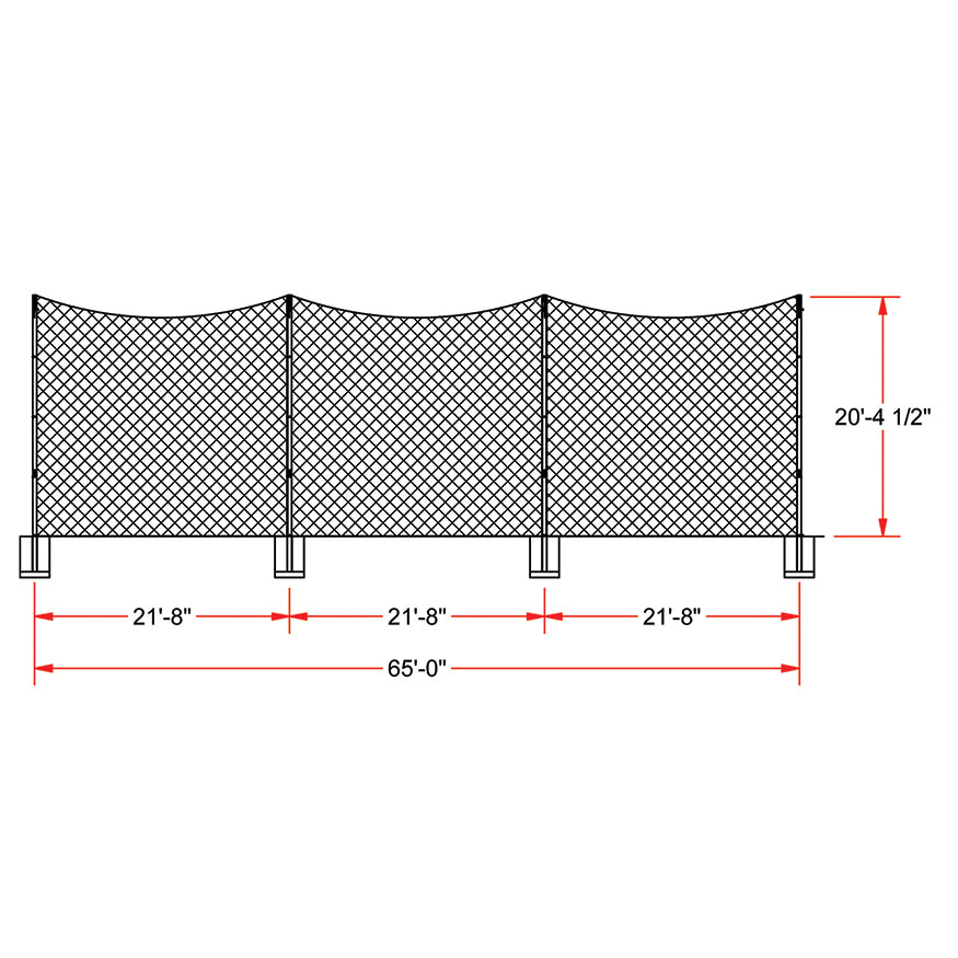 FieldPro soccer net system component view showing #36 knotted black nylon mesh