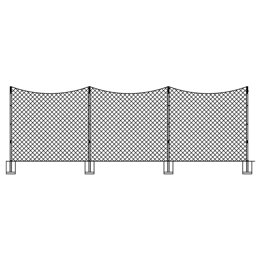 Large-scale soccer field net system providing athlete and spectator safety
