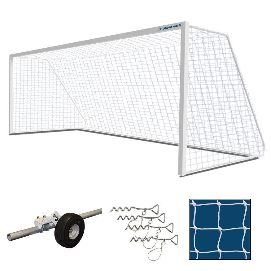 Jaypro Sports Goals - Classic Official Square Goal Package (8 ft.H x 24 ft.W x 4 ft.B x 10 ft.D) - NFHS, NCAA, FIFA Compli...