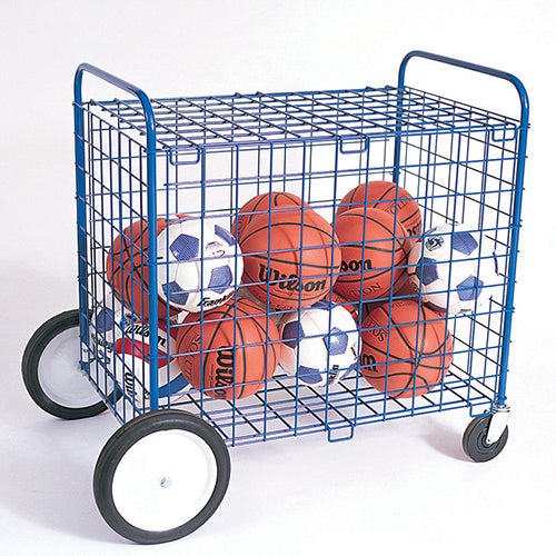 All-terrain ToteMaster ball cart with 12-inch wheels and open wire ventilation