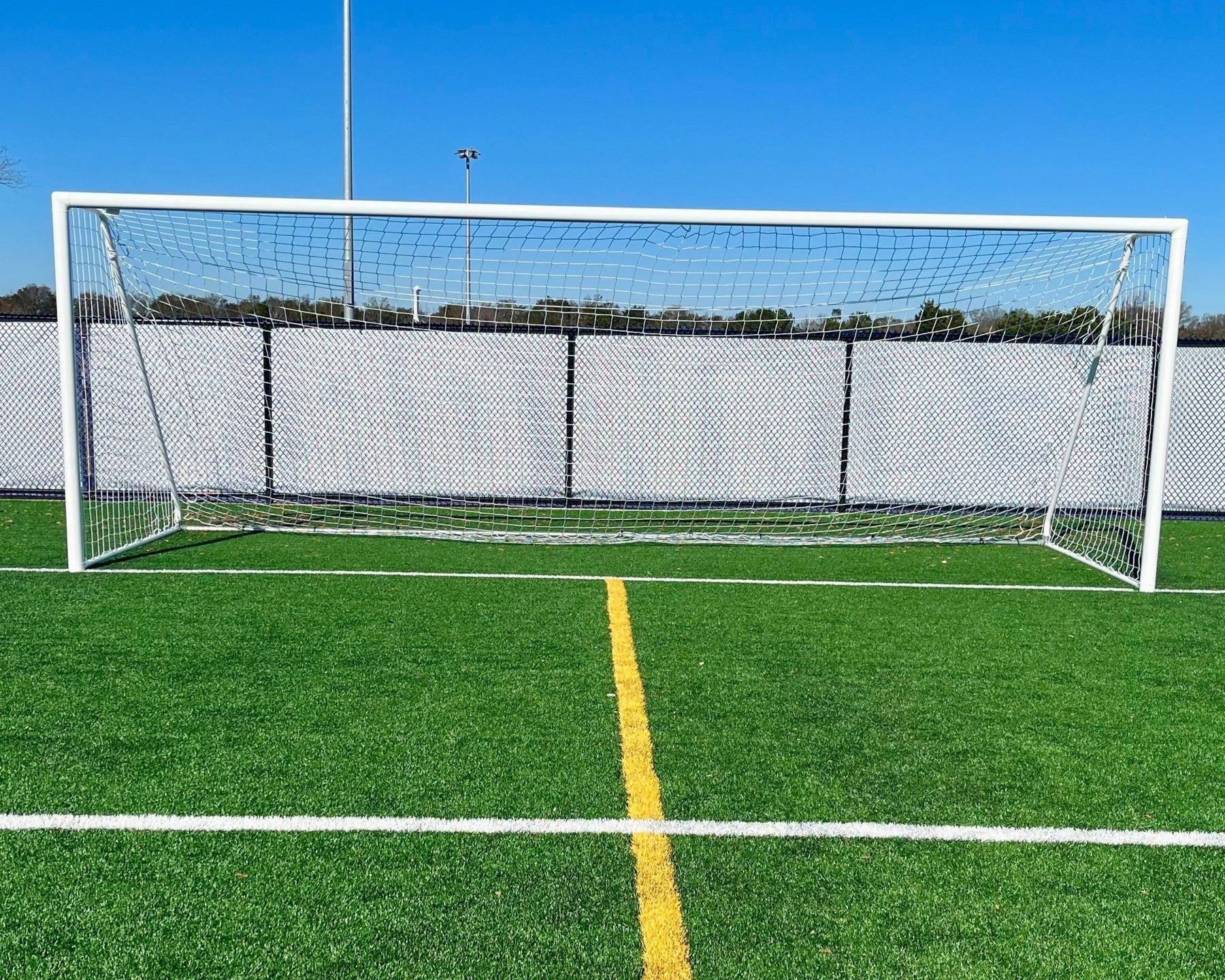 Channel series soccer goal 6.5x12 youth showing 4-inch aluminum frame construction