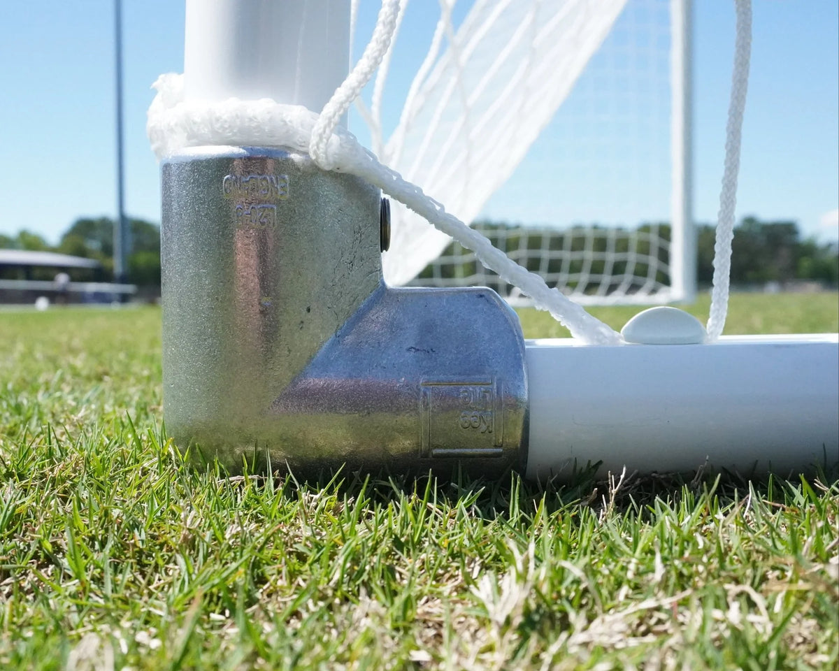 Channel series youth soccer goal with wheels showing portability and professional features