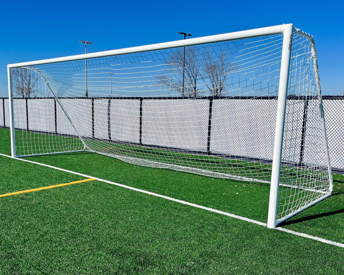 Channel series soccer goal showing professional aluminum frame and channel system