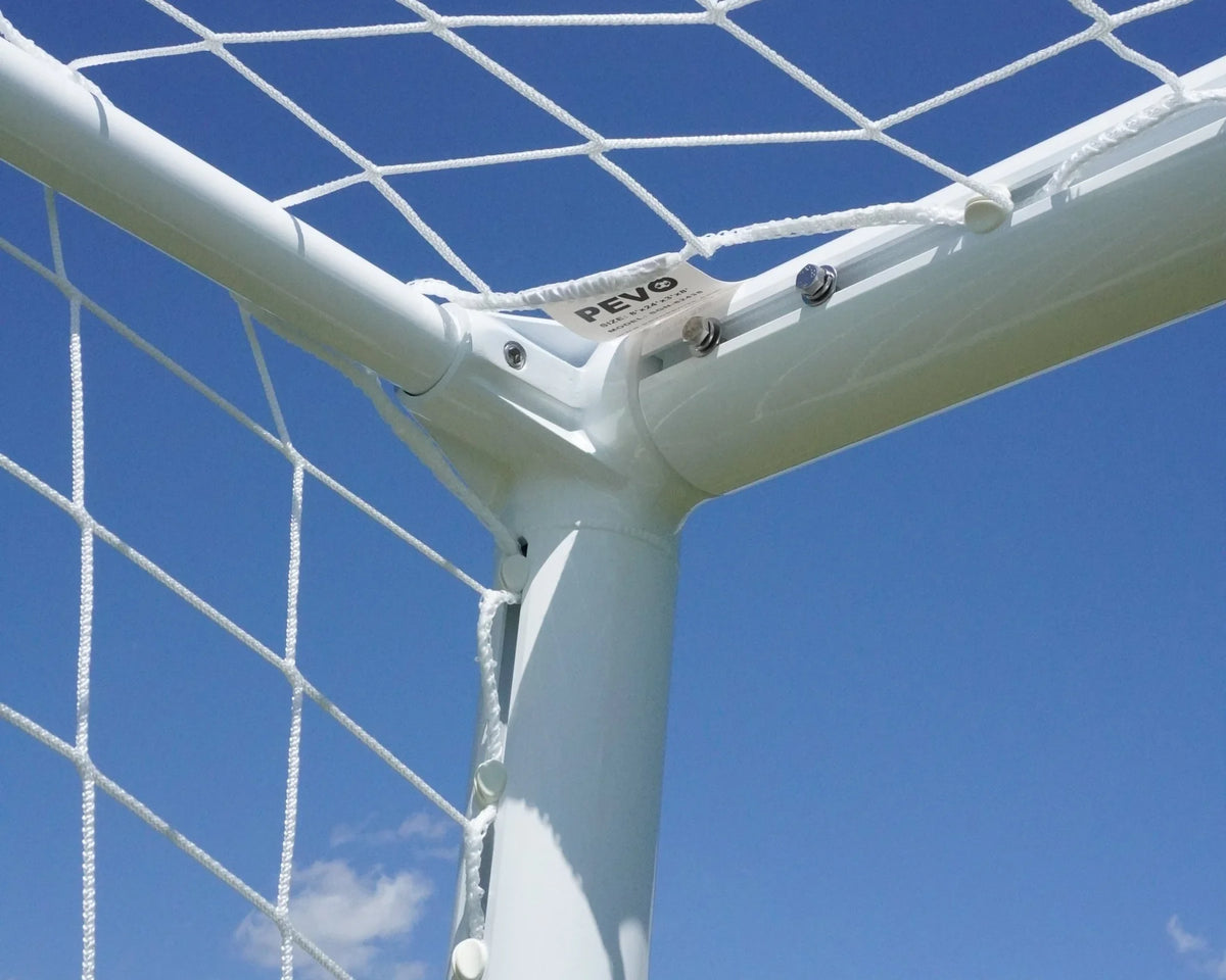 Channel series soccer goal with wheels showing portable aluminum frame system