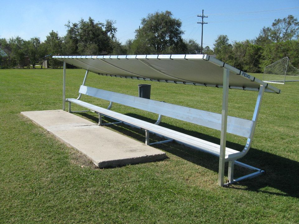 PEVO Covered Soccer Team Bench: covered bench field photo professional soccer equipment