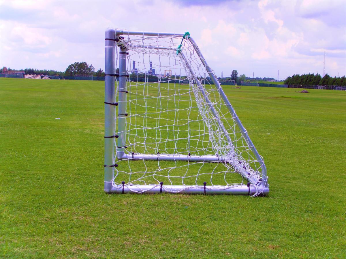 Budget-friendly PEVO Economy Series soccer goal 4.5 x 9, lightweight aluminum tube construction