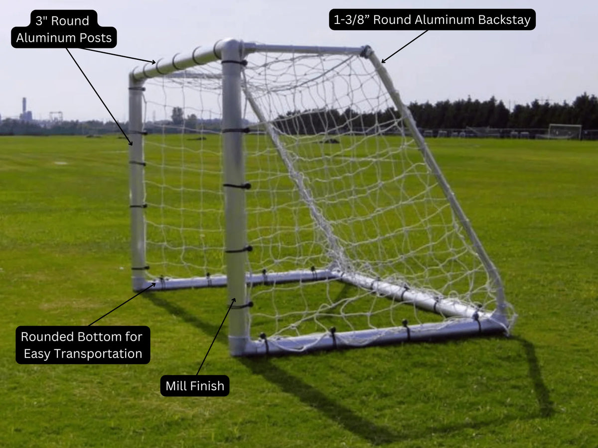 Budget-friendly PEVO Economy Series soccer goal 4.5 x 9, lightweight aluminum tube construction
