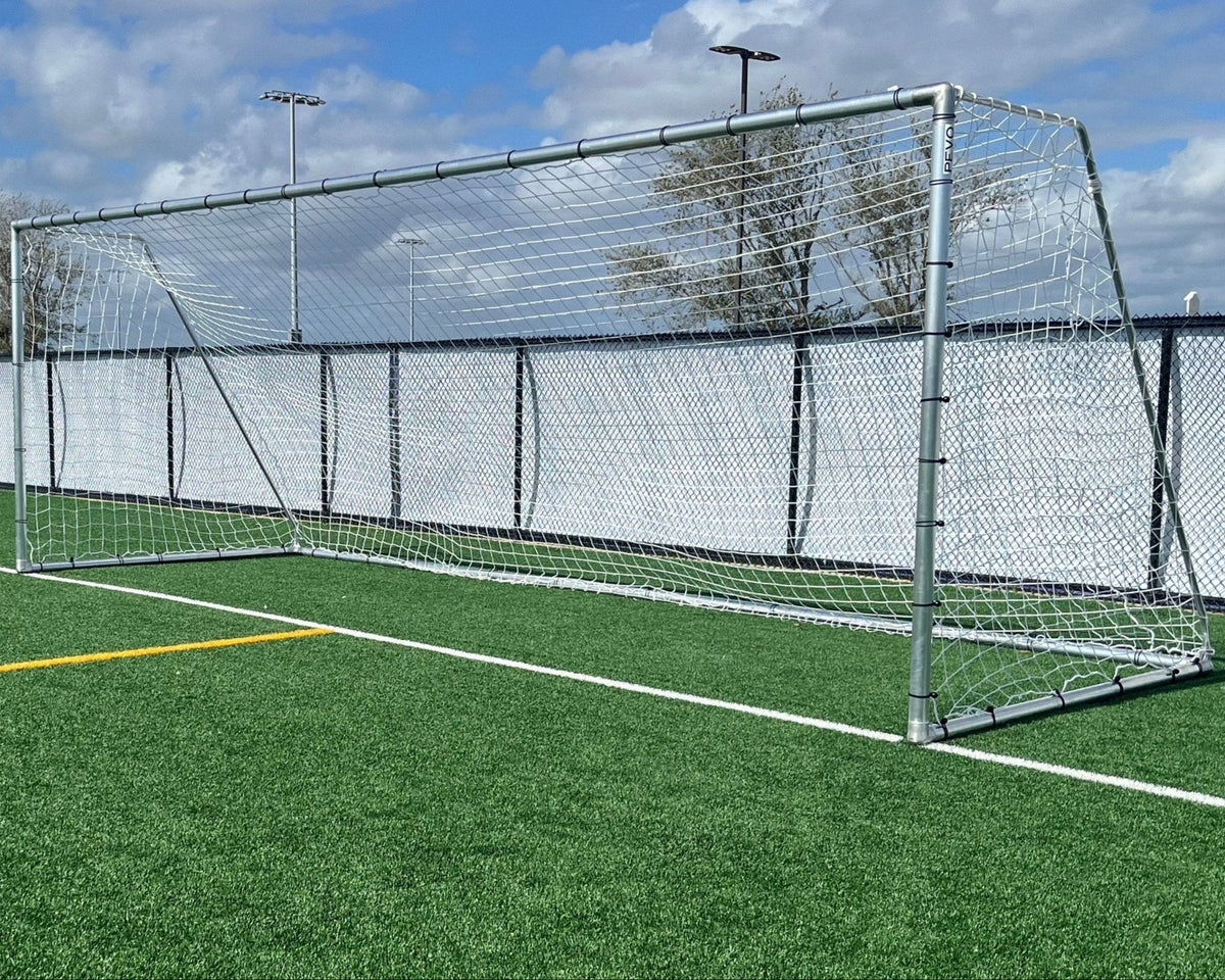 Budget-friendly PEVO Economy Series soccer goal 7 x 21, lightweight aluminum tube construction