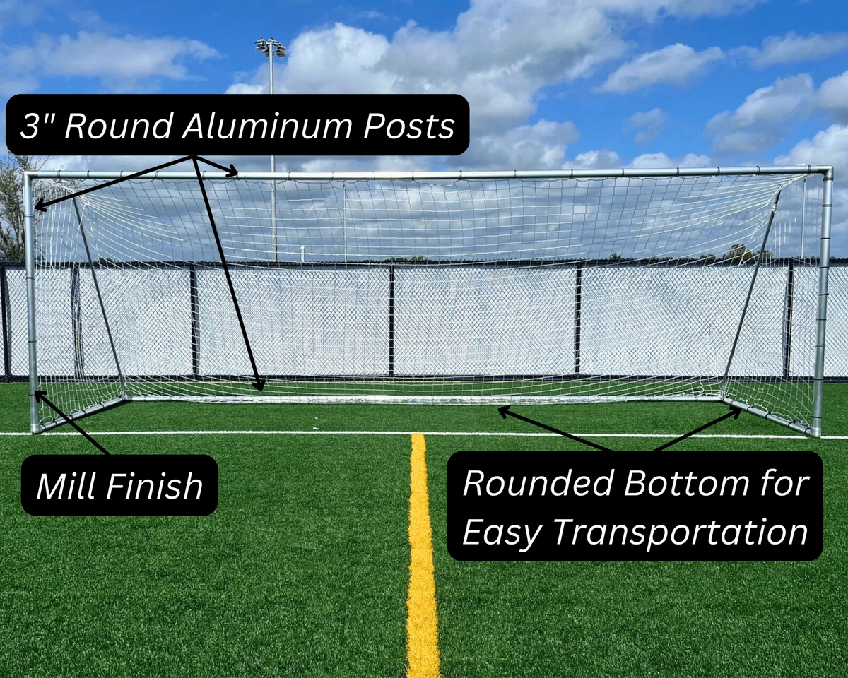 Budget-friendly PEVO Economy Series soccer goal 7 x 21, lightweight aluminum tube construction
