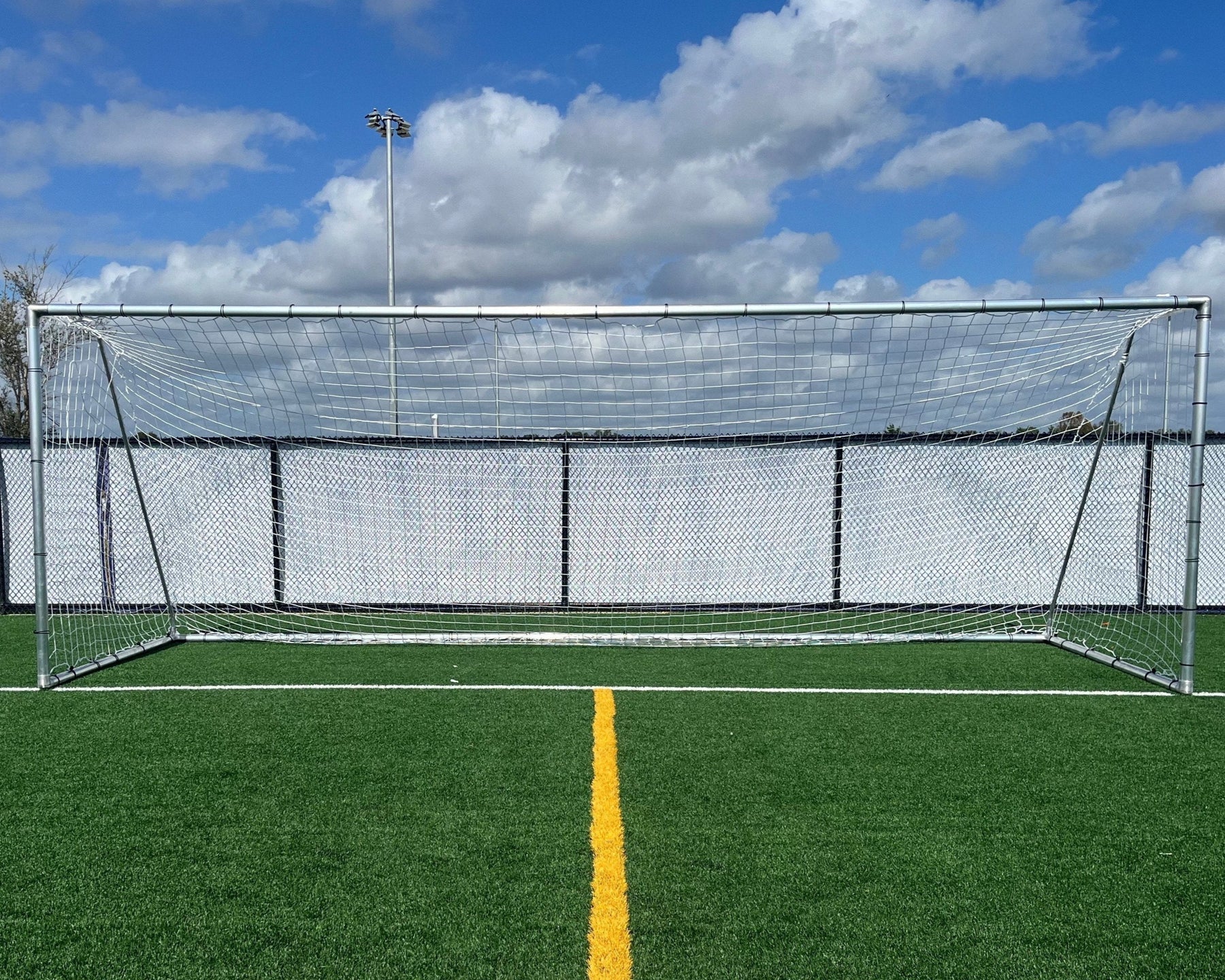 Budget-friendly PEVO Economy Series soccer goal 8 x 24, lightweight aluminum tube construction