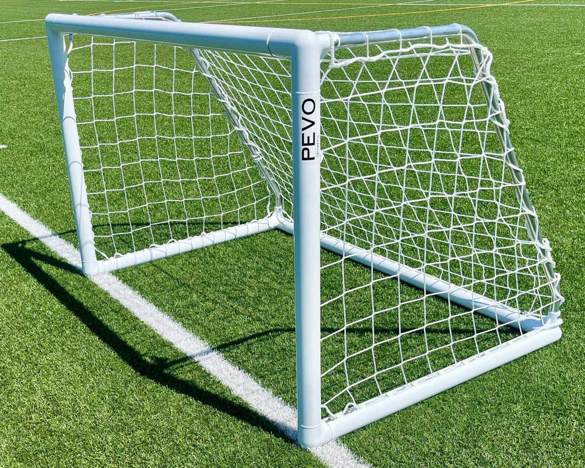 Park series 4x6 soccer goal on field showing youth goal setup and positioning