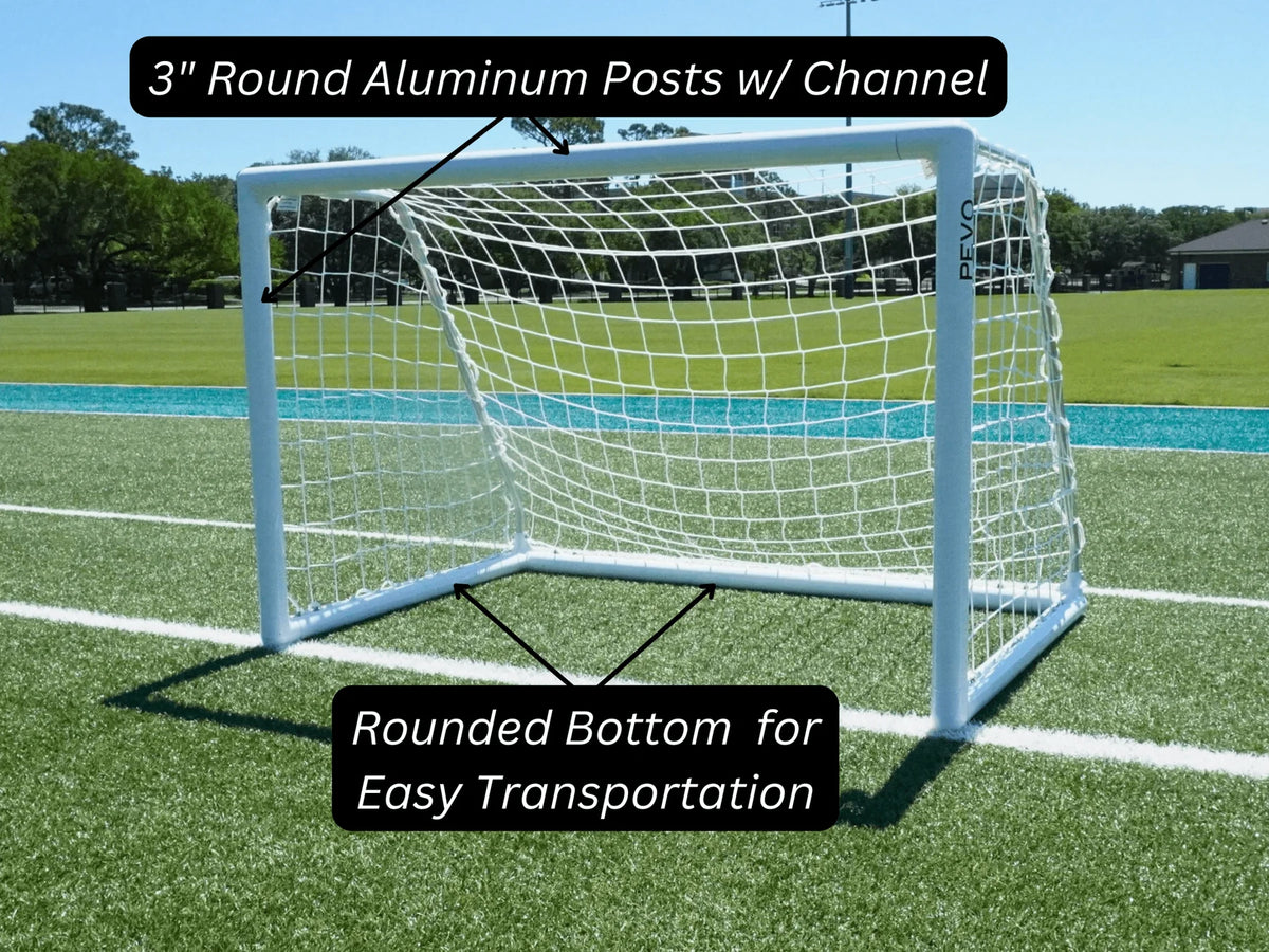 Park series soccer goal showing lightweight aluminum and professional channel system