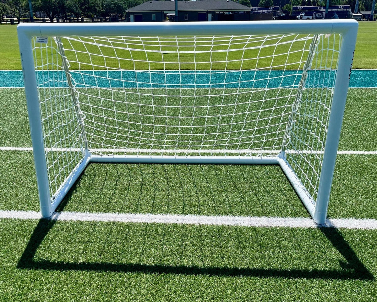 Park series compact soccer goal showing aluminum tubing and construction quality