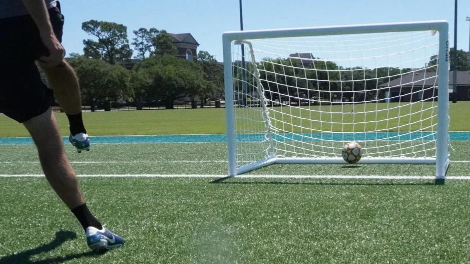 Park series youth soccer goal showing rounded bottom design for easy transport