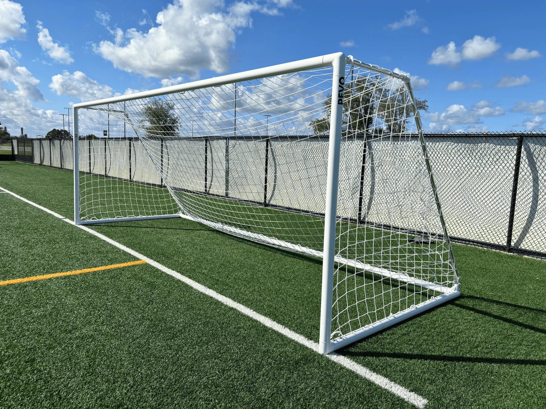 Park series youth soccer goal with aluminum tubing and channel net attachment system