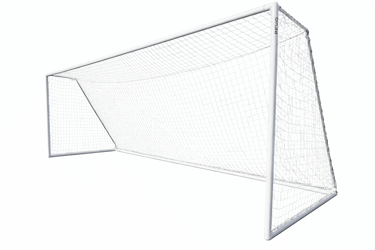 Park series full-size soccer goal 8x24 aluminum frame showing professional regulation goal