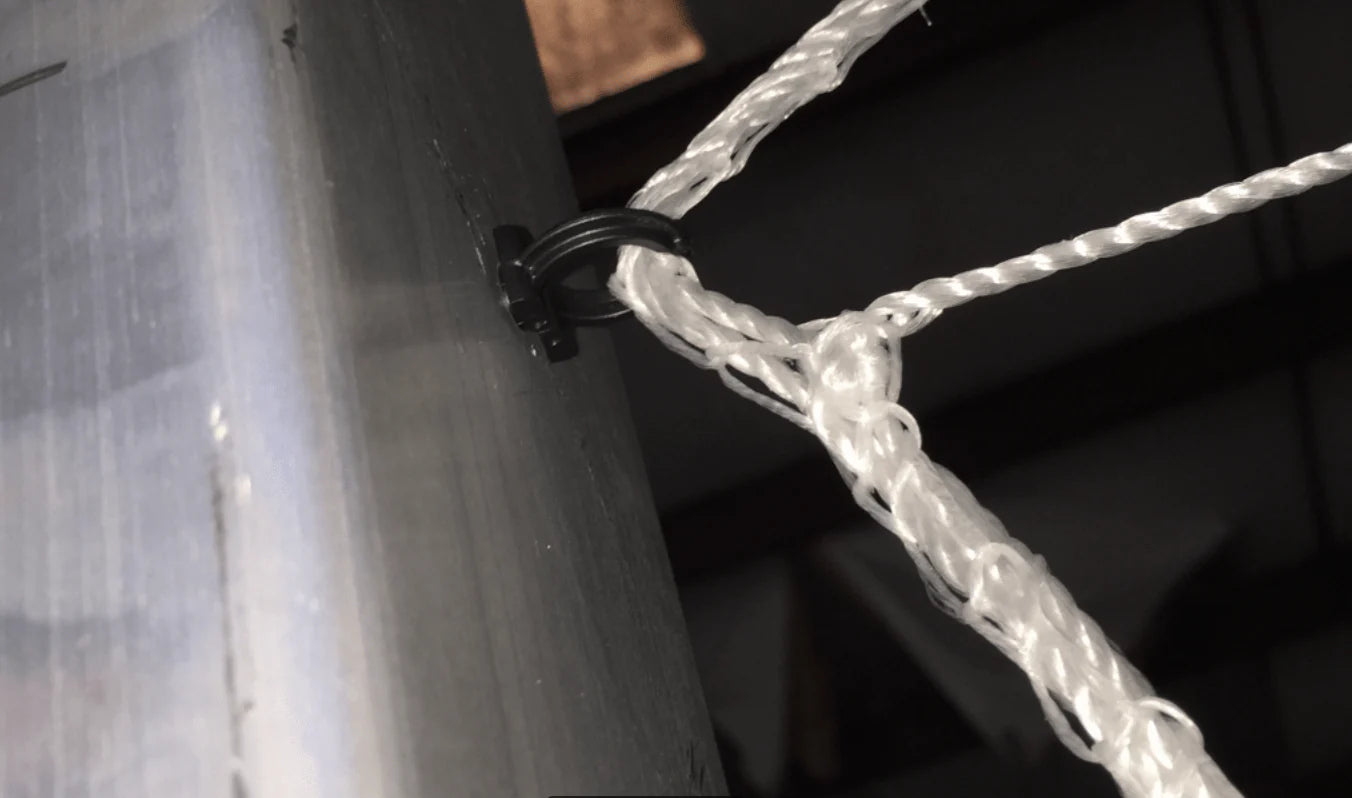 StayNet Net Fasteners for soccer goal net attachment, press-in fastener system for goals