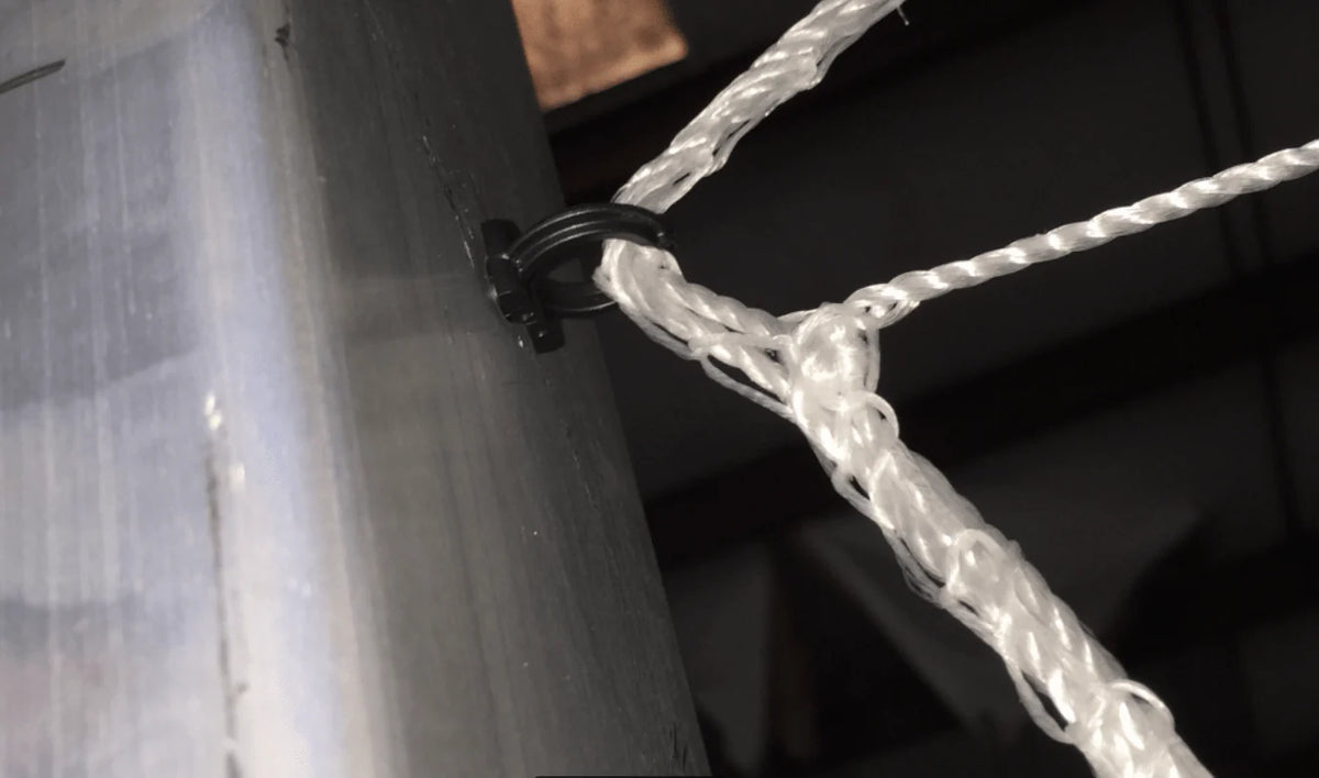 StayNet Net Fasteners for soccer goal net attachment, press-in fastener system for goals
