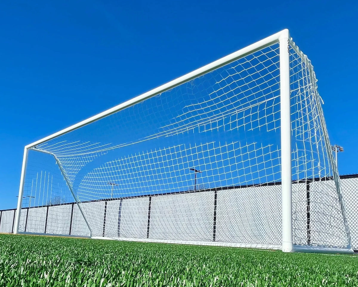 Professional PEVO Supreme Series soccer goal 6.5 x 18.5, competition-grade aluminum construction
