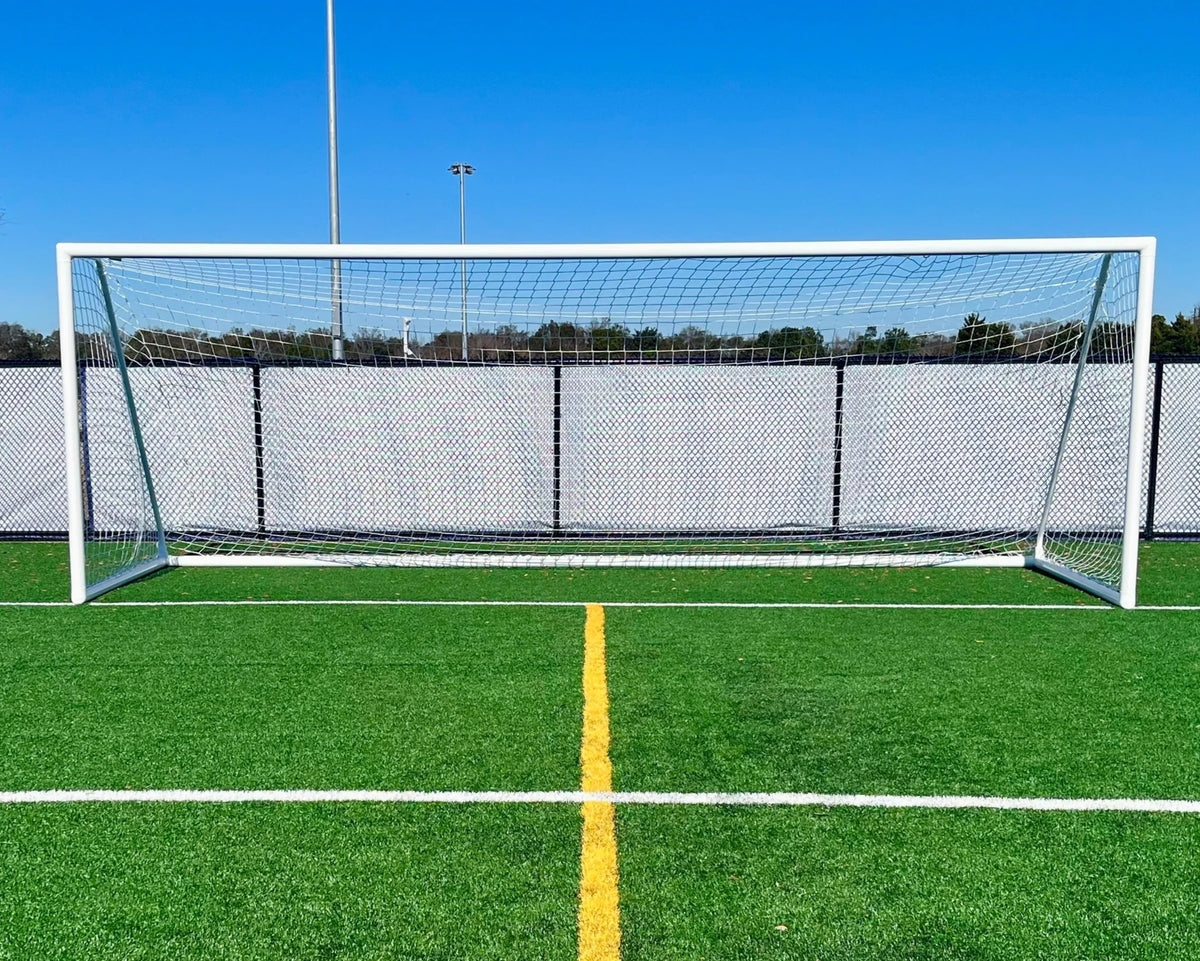Professional PEVO Supreme Series soccer goal 7 x 21, competition-grade aluminum construction