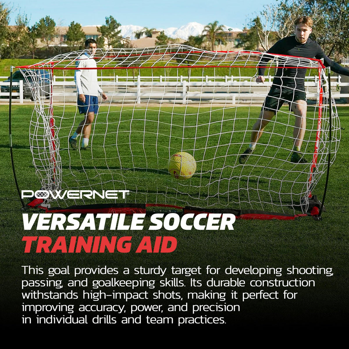 Soccer Goal assembled view backyard training practice setup