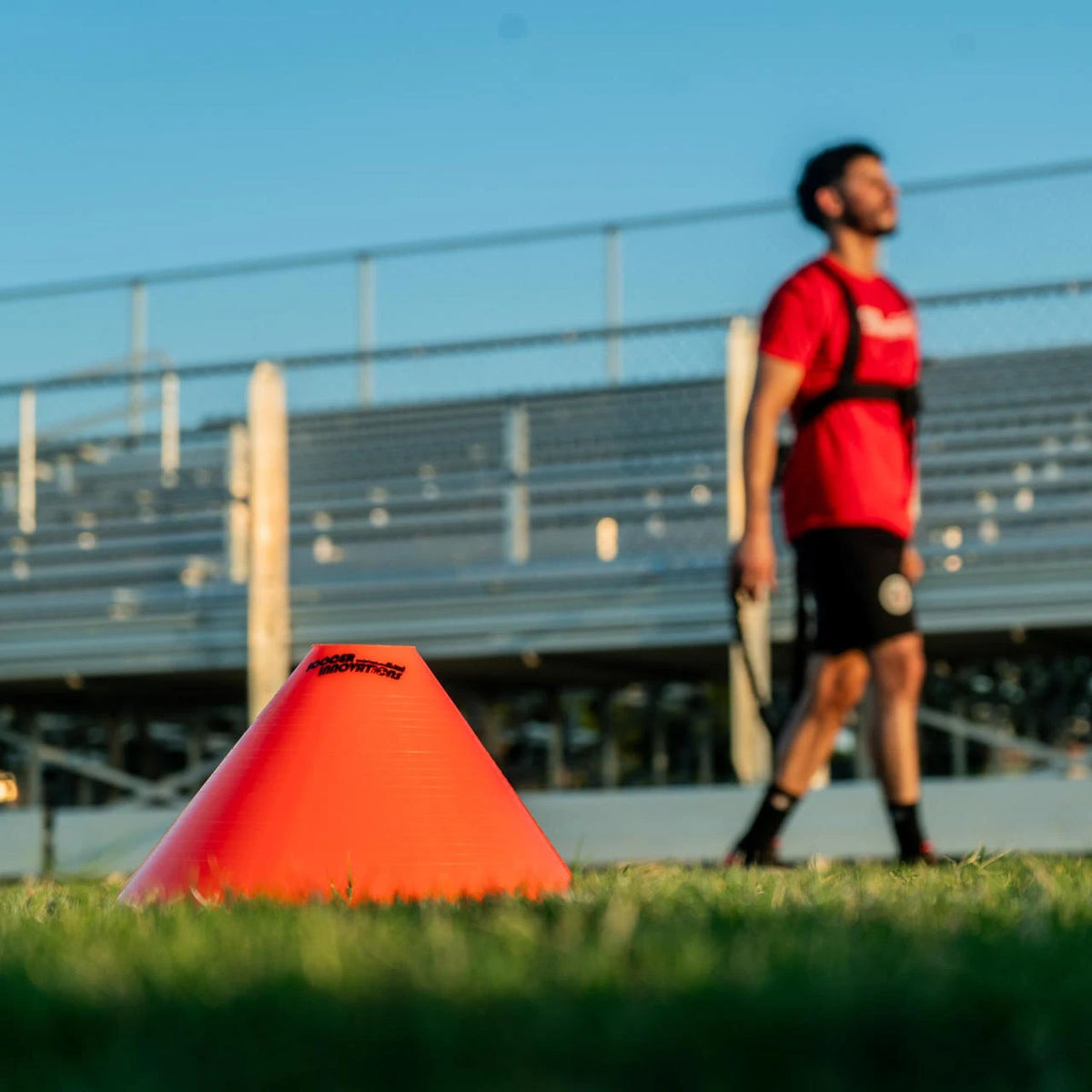 Set of 12 high-visibility 10-inch soccer training cones for field marking for team training and practice