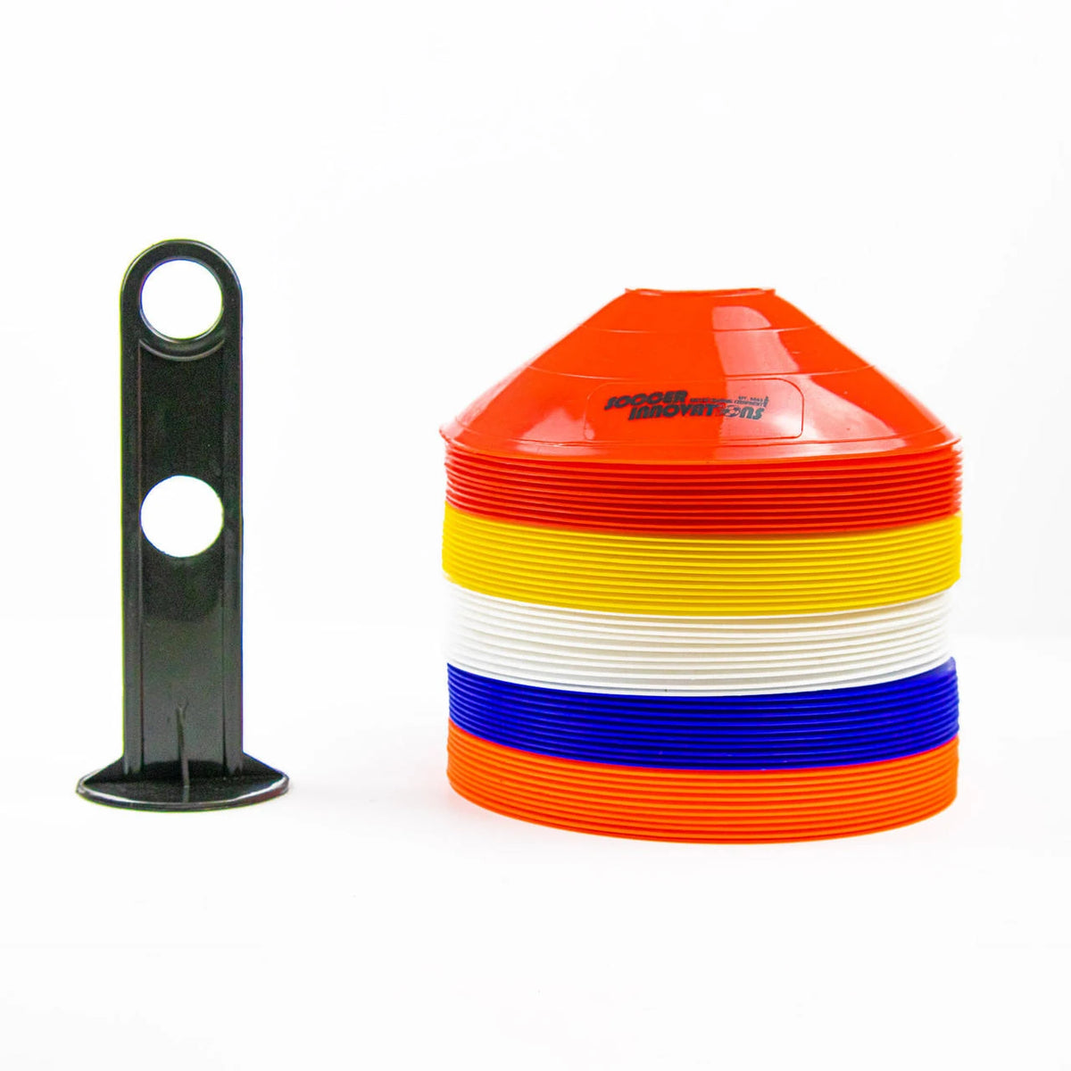 Double-thick 8-inch disc soccer training cones for durable practice drills for team training and practice