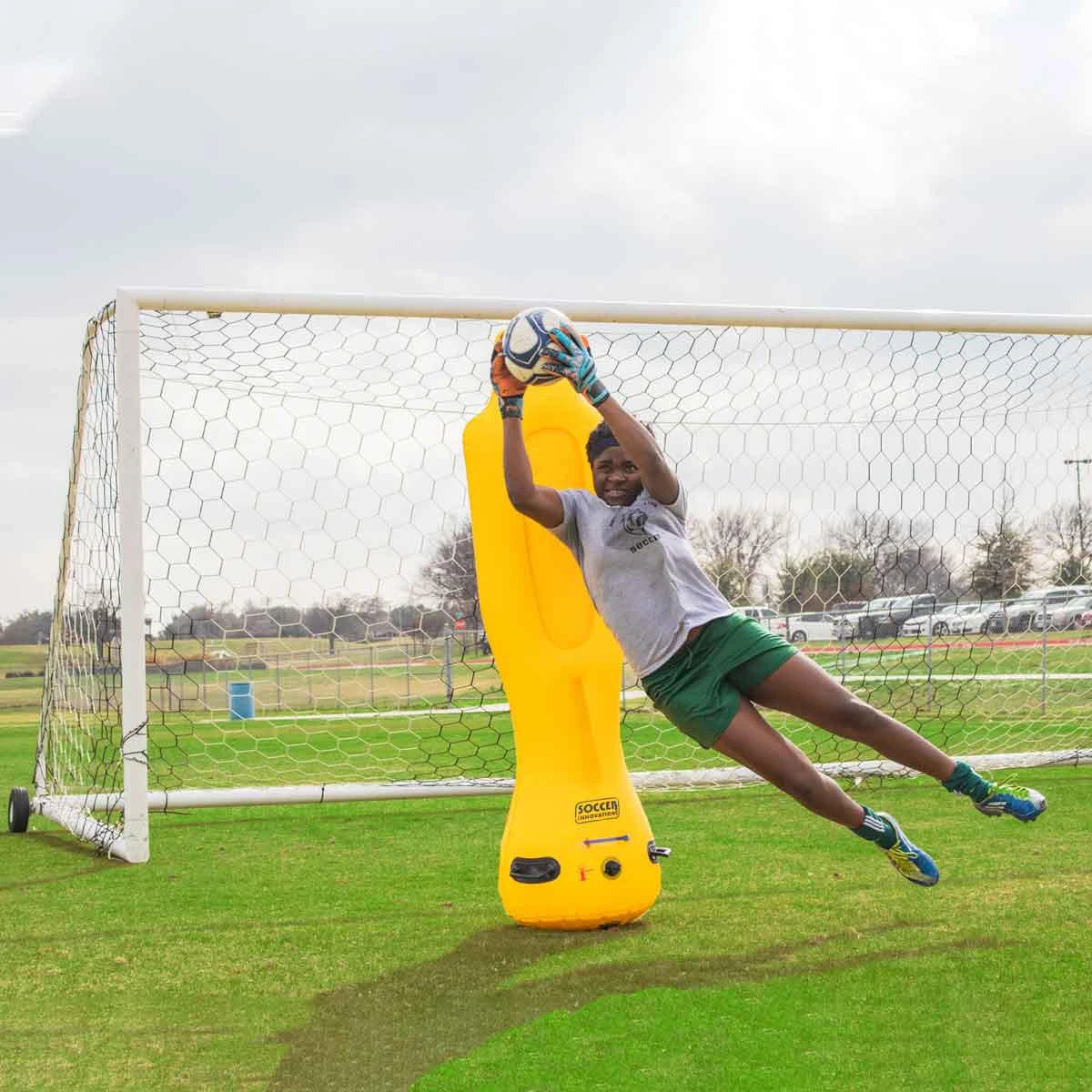 6-foot tall inflatable goalkeeper training defender mannequin for safe drills for team training and practice