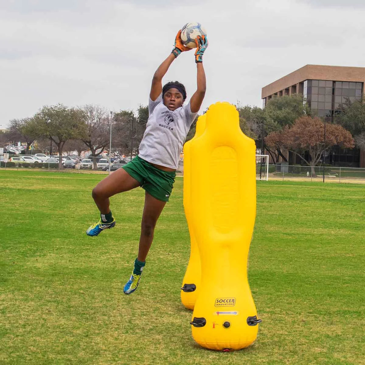 6-foot tall inflatable goalkeeper training defender mannequin for safe drills for team training and practice