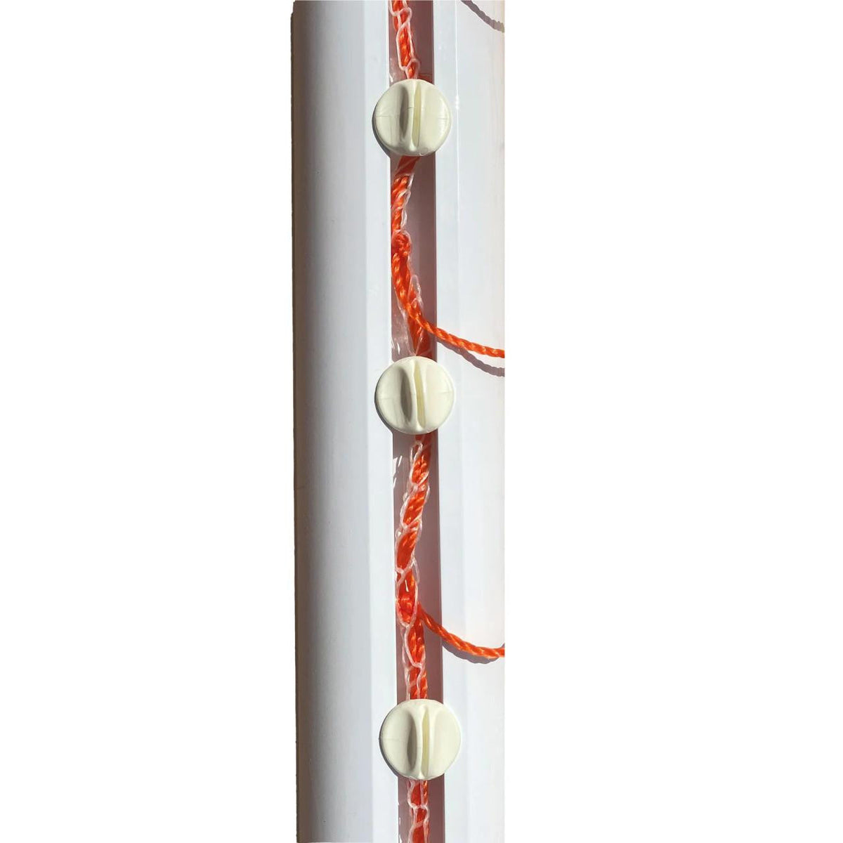 Set of 100 channel net clips with professional soccer goal net installation demo