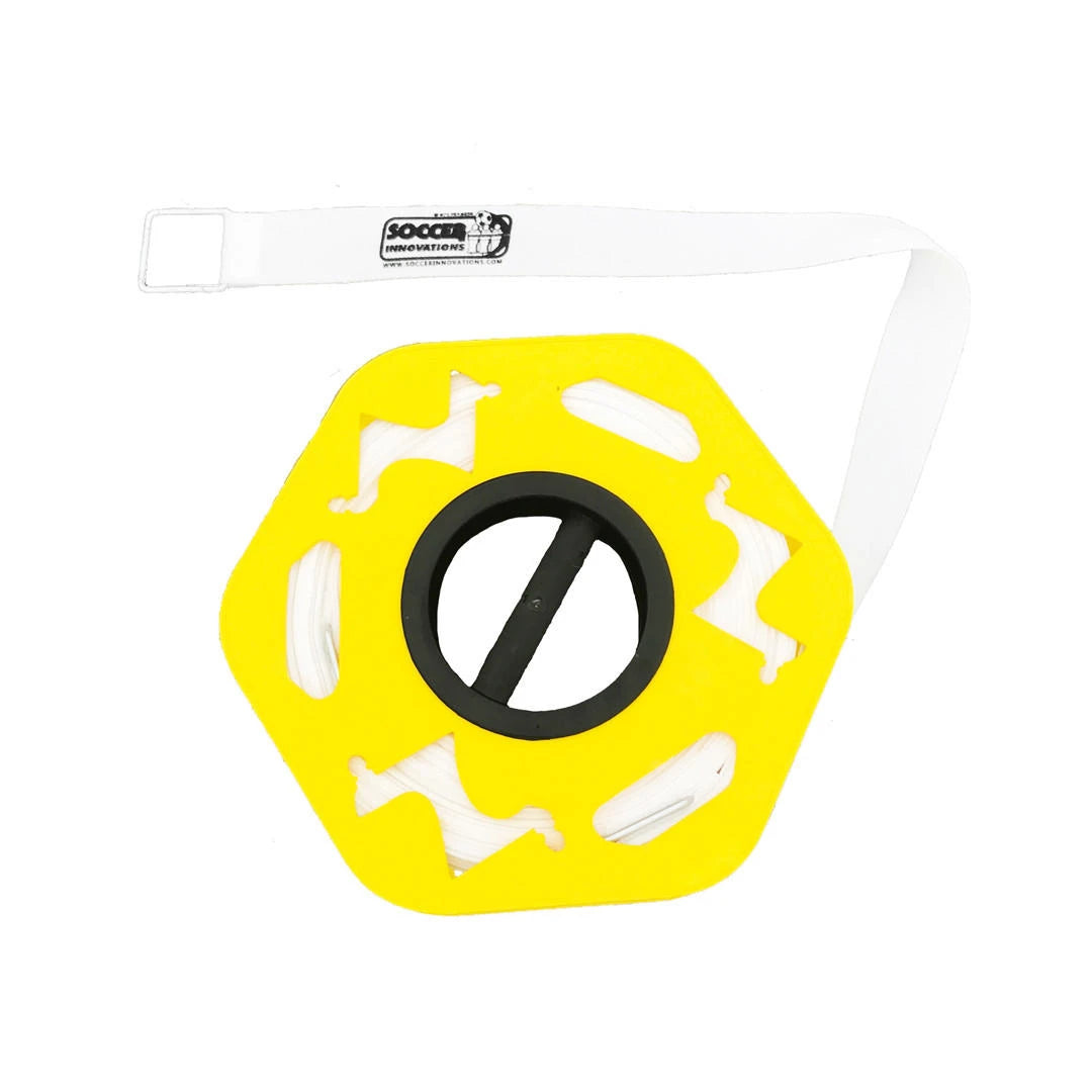 40-yard white field marking tape with metal anchor rings for training zones for team training and practice