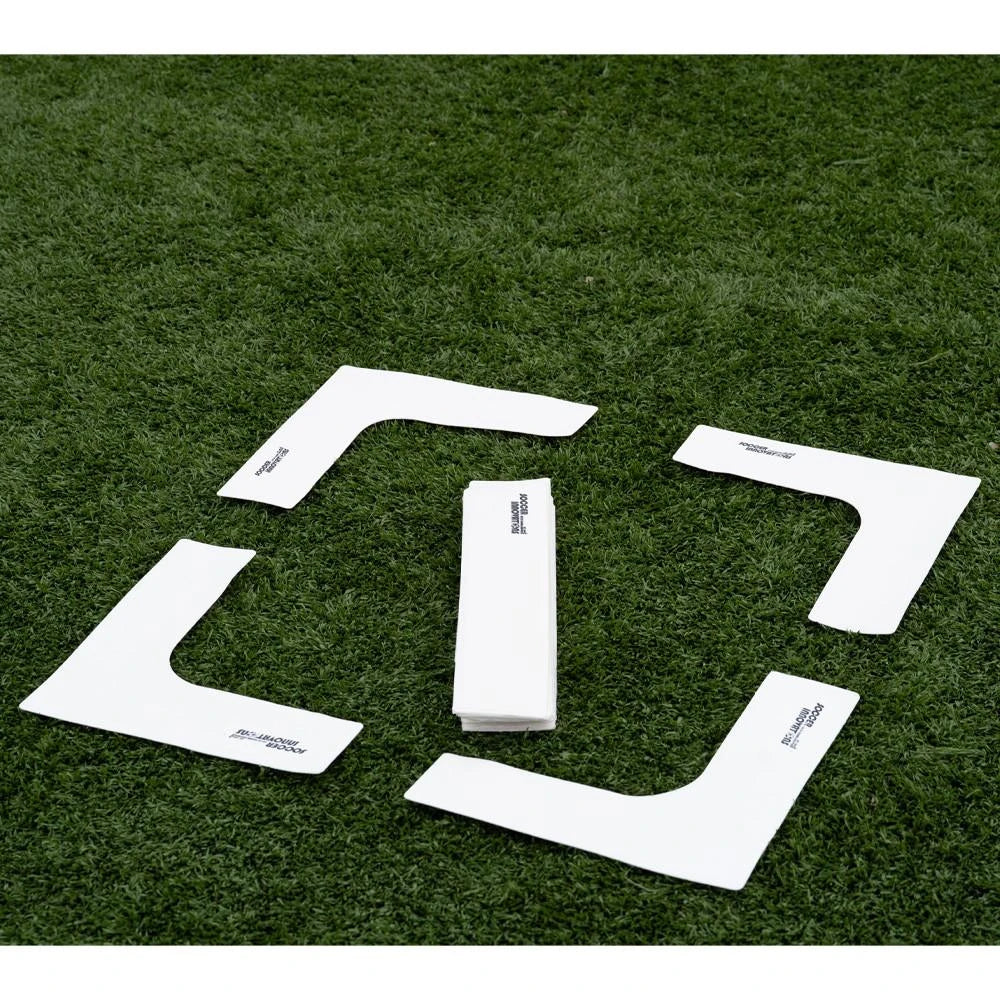 Rubberized vinyl field marking set with corner pieces for pitch setup
