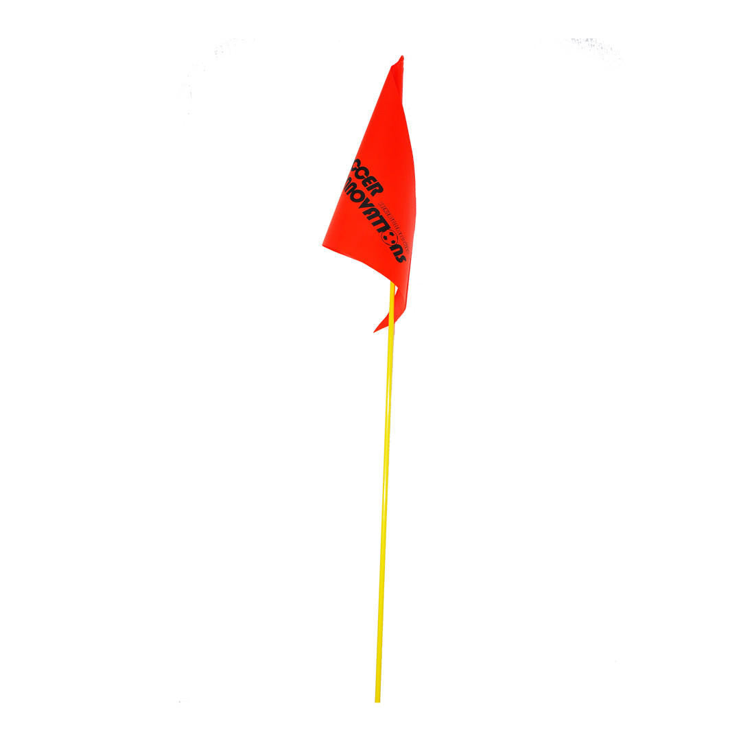 Orange fiberglass corner flag with vibrant all-weather flag and safe pole