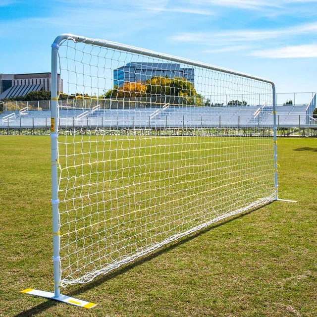 Premier flat faced aluminum soccer goal collapsing frame with white net