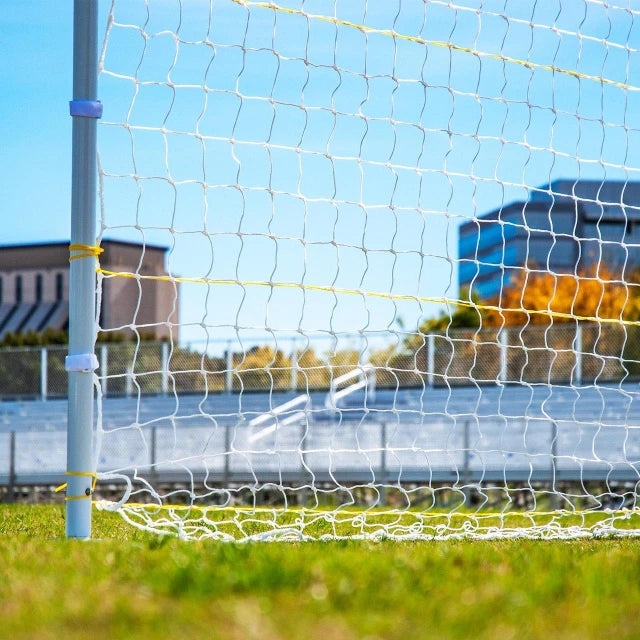 Premier flat faced aluminum soccer goal collapsing frame with white net