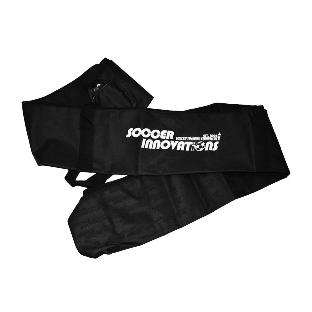 Corner flag carry bag with full-length zipper for organized equipment storage